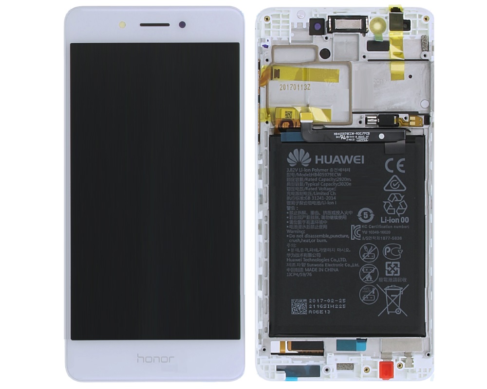 Huawei Honor 6C/Nova Smart (DIG-L01) LCD Display + Touchscreen + Frame Incl. Battery and Parts - 02351FUU White
