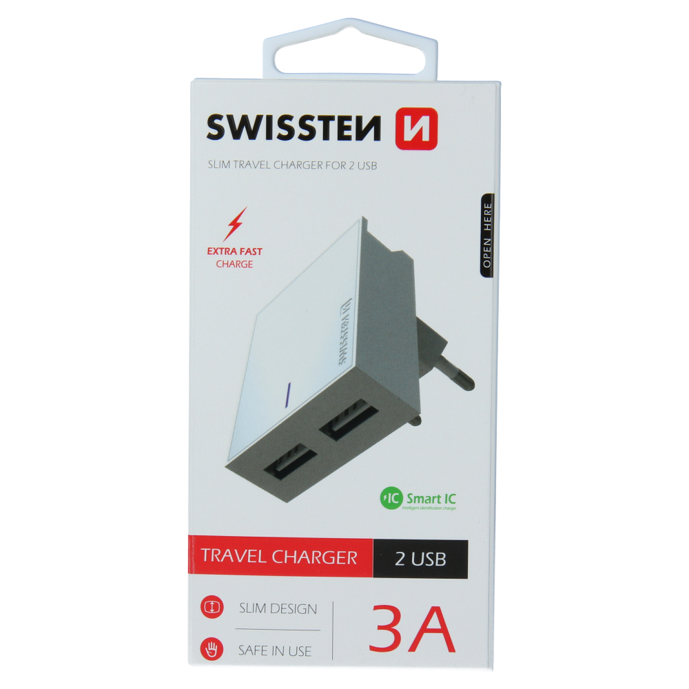 Swissten 3A Dual Travel Charger - 22032000 - White 1 Swissten 3A Dual Travel Charger - 22032000 - White