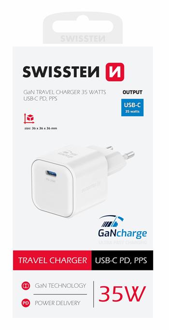 Swissten 35W UBS-C Travel Charger - 22070200 - White 1 Swissten 35W UBS-C Travel Charger - 22070200 - White