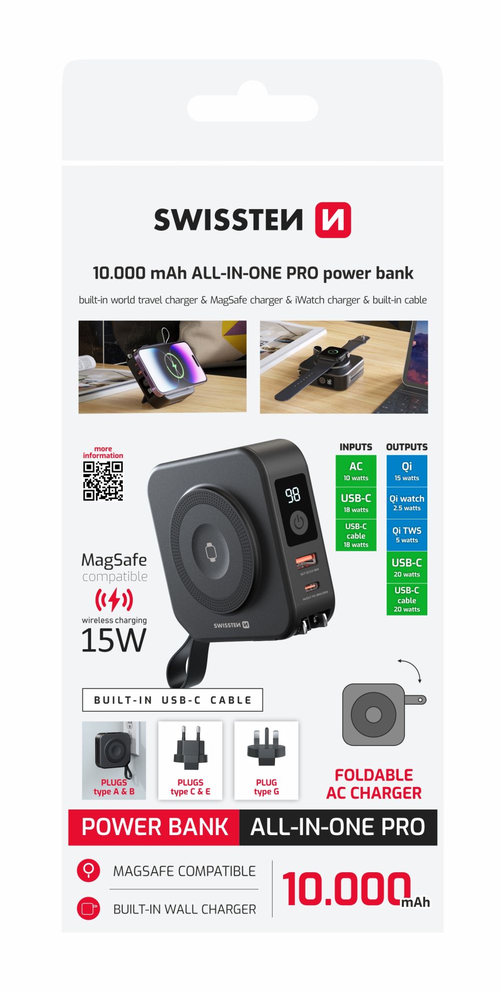Swissten All-in-One Pro Powerbank - 22013978 - 10.000 mAh - Black 1 Swissten All-in-One Pro Powerbank - 22013978 - 10.000 mAh - Black